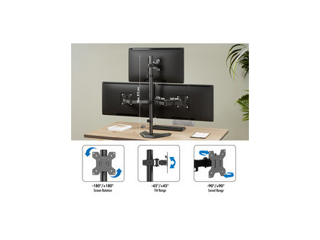 LogiLink Bras support triple écran, avec socle, noir