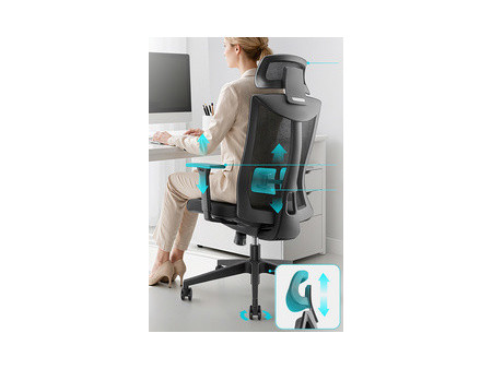 LogiLink Fauteuil de bureau, dossier en mesh, noir