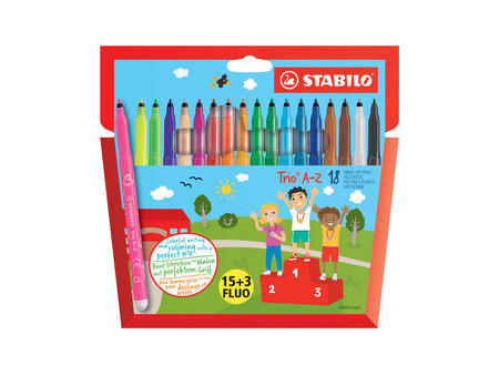 STABILO Feutre Trio A-Z, étui carton de 18, PACK SPECIAL
