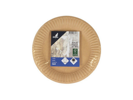kangaro Assiette en carton, rond, diamètre: 190 mm, marron