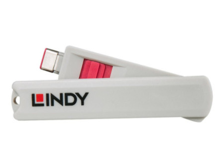 LINDY USB C Port Blocker Key Red