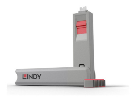 LINDY USB C Port Blocker Key Red
