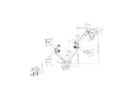 DIGITUS Bras support design pour 2 écrans, avec pince, blanc
