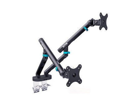 DIGITUS Bras support design pour 2 écrans, avec pince, noir