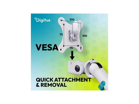 DIGITUS Bras support pour écran, avec pince, blanc