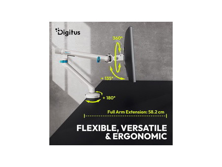DIGITUS Bras support pour écran, avec pince, noir