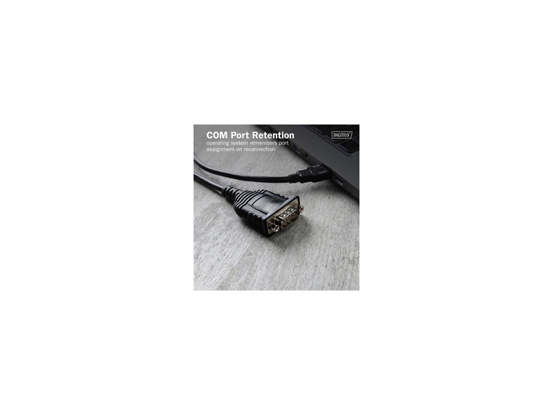 DIGITUS Câble adaptateur, USB-A - RS232, 1,8 m, noir