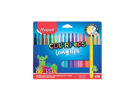 Maped Feutre COLOR'PEPS LONG LIFE 02, étui carton de 18