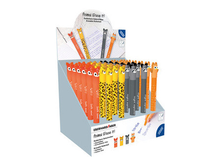 EBERHARD FABER Stylo Animal Erase it!, présentoir de 36