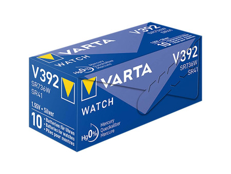 VARTA Pile oxyde argent pour montres, V392 (SR41), 1,55 V