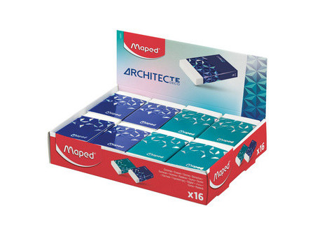 Maped Gomme en plastique ARCHITECTE, présentoir de 16