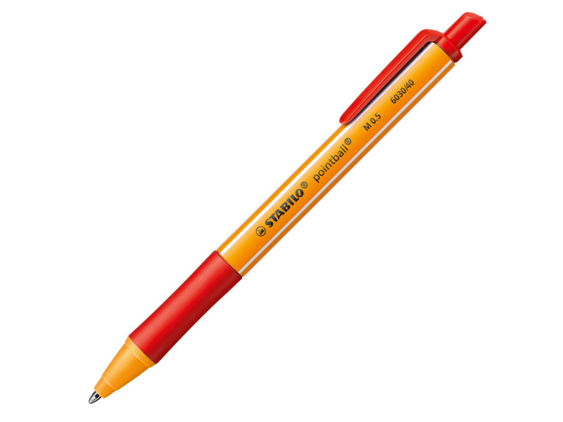 STABILO Stylo à bille rétractable pointball, rouge