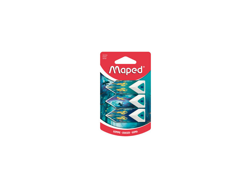 Maped Gomme en plastique Pyramide DRAGON, blister de 3
