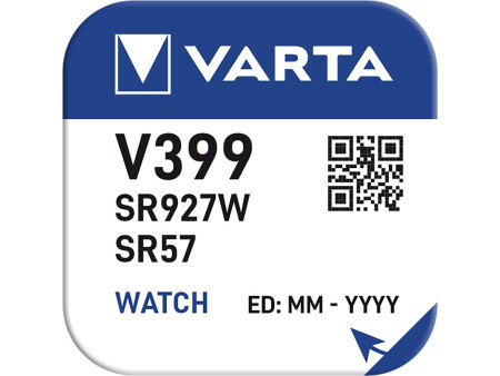VARTA Pile oxyde argent pour montres, V399 (SR57), 1,55 V