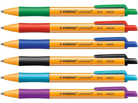 STABILO Stylo à bille rétractable pointball, étui plastique