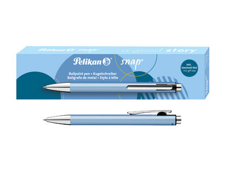 Pelikan Stylo à bille rétractable Snap Metallic, bleu glace