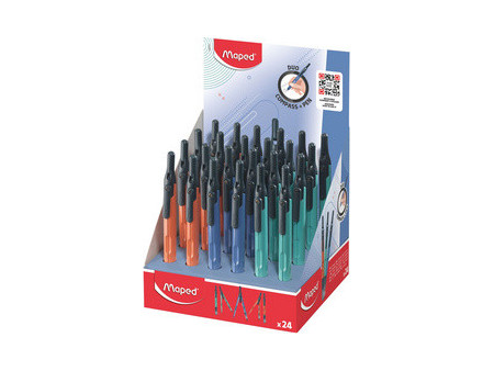 Maped Compas avec adaptateur, assorti, présentoir de 24