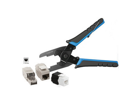 LogiLink Pince à sertir pour Keystone & J45, noir/bleu