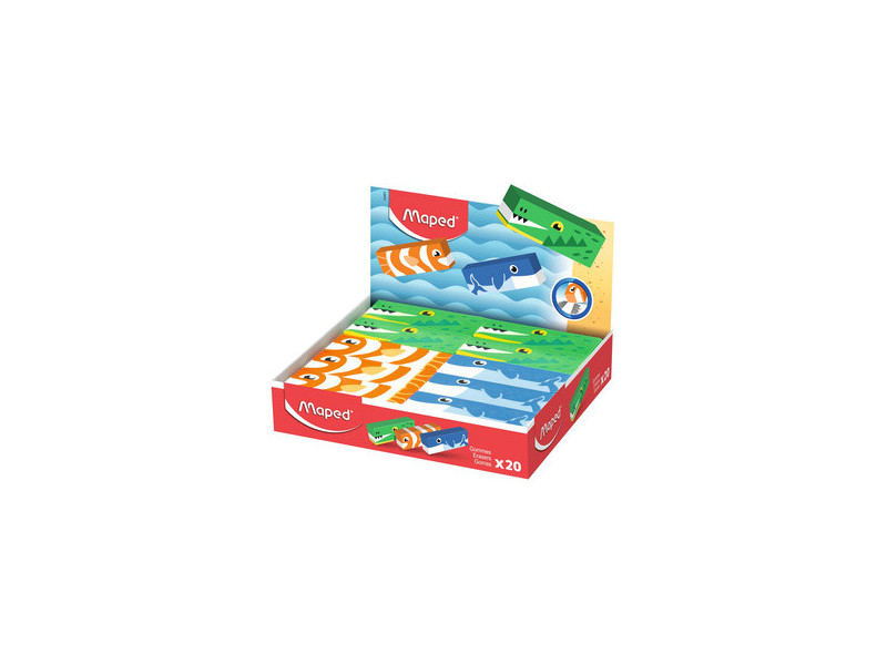 Maped Gomme en plastique, design animalier, présentoir de 20