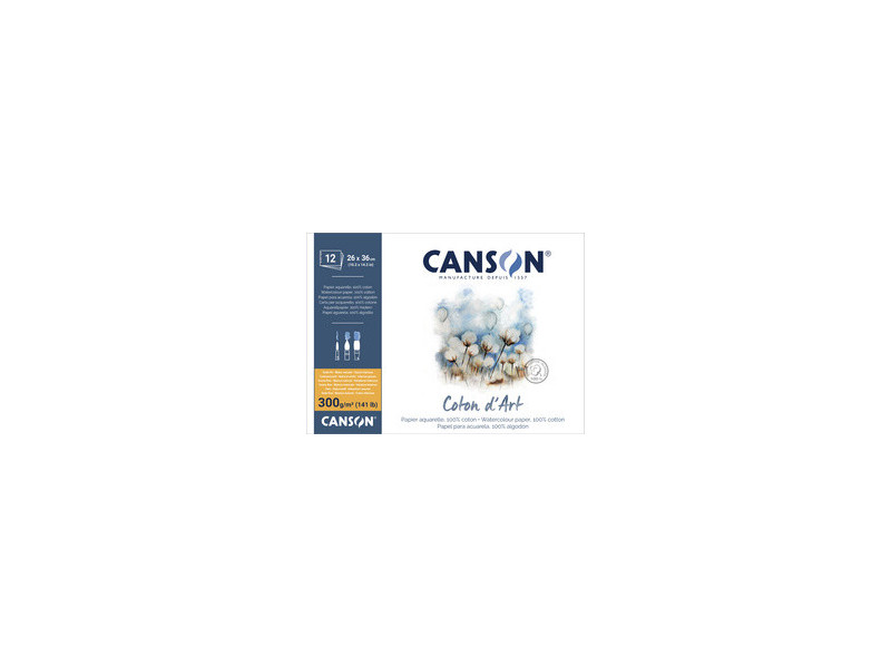 CANSON Bloc de papier aquarelle 'Coton d'Art', 260 x 360 mm