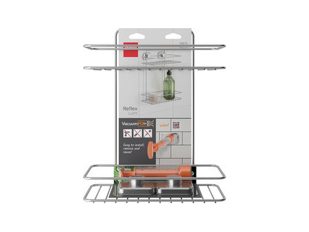 metaltex Étagère de douche Reflet LUXY & Vaccum Fix, argent