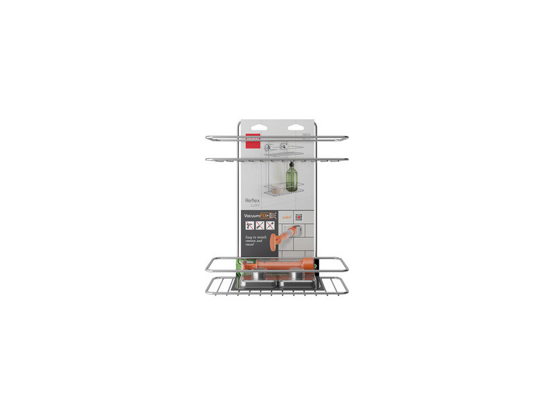 metaltex Étagère de douche Reflet LUXY & Vaccum Fix, argent