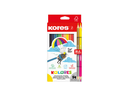Kores Crayon de couleur 'KOLORES', étui de 12 + 2x Duo