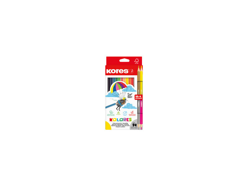 Kores Crayon de couleur 'KOLORES', étui de 12 + 2x Duo