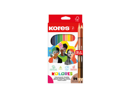 Kores Crayon de couleur 'KOLORES', étui de 12 + 2x Duo