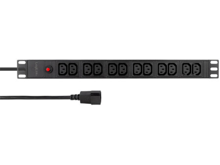LogiLink Multiprise 19', 12 prises, noir