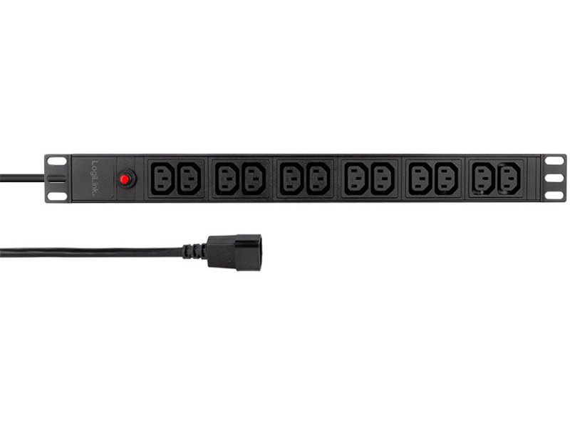 LogiLink Multiprise 19', 12 prises, noir