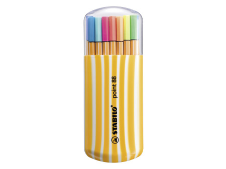STABILO Feutre à pointe fine point 88, étui rayé fluo de 20