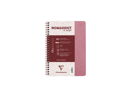 Clairefontaine Carnet à spirale NOMADDICT, A5, rose