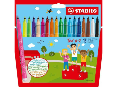 STABILO Feutre Trio A-Z, étui en carton de 18