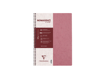 Clairefontaine Carnet à spirale NOMADDICT, A4, rose