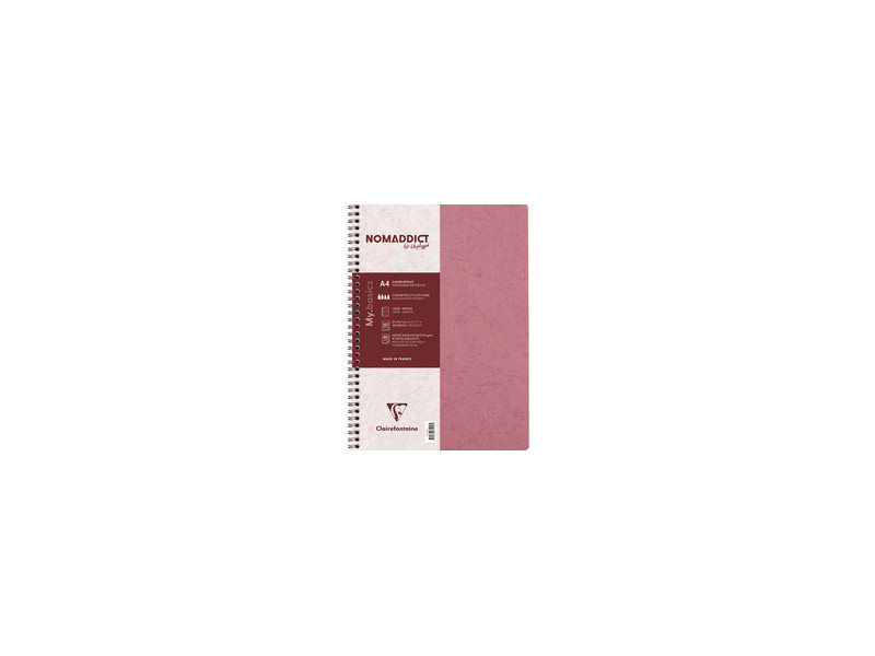 Clairefontaine Carnet à spirale NOMADDICT, A4, rose