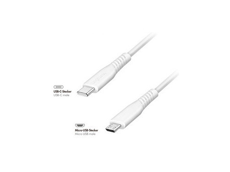 LogiLink Câble USB 2.0, USB-C - micro USB-B, 1,5 m, blanc