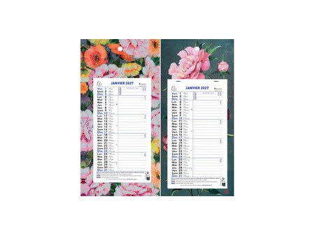 EXACOMPTA Calendrier mural, 155 x 285 mm, 2027, fond Fleurs