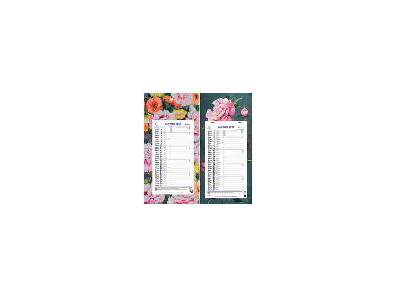 EXACOMPTA Calendrier mural, 130 x 230 mm, 2027, fond Fleurs