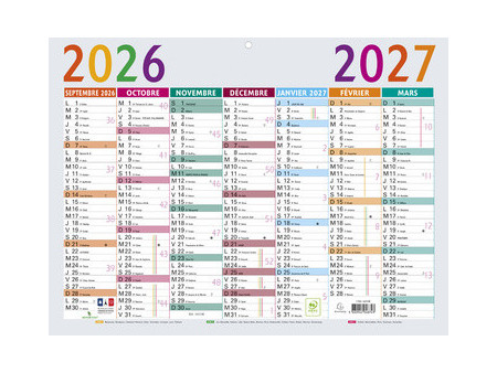EXACOMPTA Calendrier Multicolore, 2026/2027, 430 x 335 mm