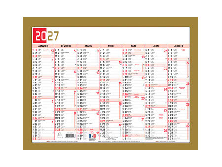 EXACOMPTA Calendrier tricolore neutre, 180 x 135 mm, 2027