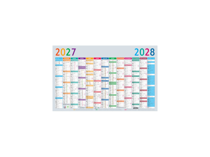 EXACOMPTA Calendrier Multicolore, 2027, 650 x 405 mm