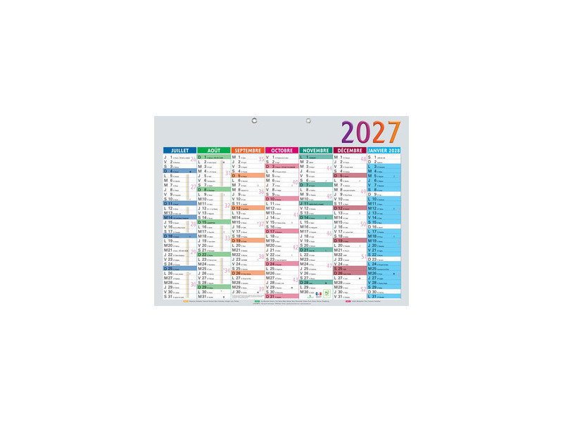 EXACOMPTA Calendrier Multicolore 2027, 550 x 405 mm