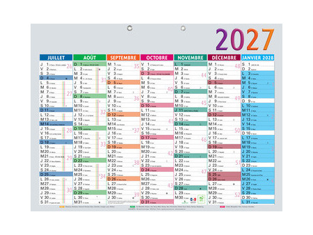 EXACOMPTA Calendrier Multicolore, 2027, 295 x 220 mm