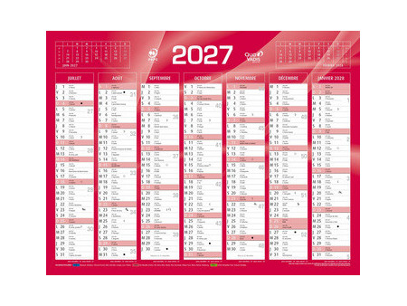 QUO VADIS Calendrier de banque rouge, 270 x 210 mm, 2027