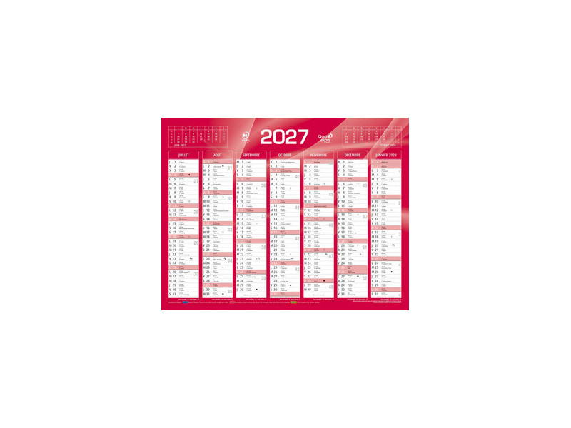 QUO VADIS Calendrier de banque rouge, 270 x 210 mm, 2027
