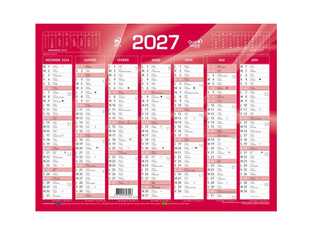 QUO VADIS Calendrier de banque rouge, 270 x 210 mm, 2027