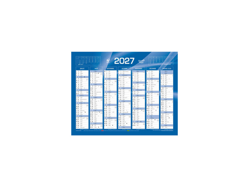 QUO VADIS Calendrier de banque bleu, 430 x 335 mm, 2027