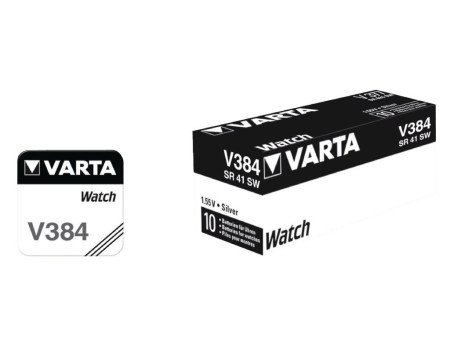 VARTA Pile oxyde argent pour montres, V384 (SR41), 1,55 Volt