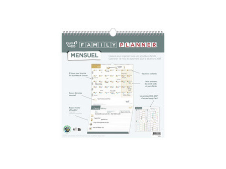 QUO VADIS Calendrier FAMILY PLANNER MENSUEL, 2026/2027